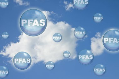 Air contamination by PFAS - Alertness about dangerous per-and polyfluoroalkyl present in the air - Current research has shown that people can be exposed by breathing air containing PFAS clipart