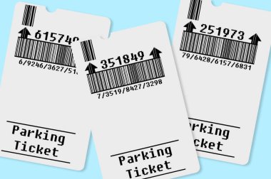 Ticket for parking area concept image - Bar code and code numbers are completely made up clipart