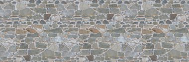 Seamless pattern of an old wall built with irregularly shaped stone blocks - Useful for renderings applications - Can be repeated modularly to create a uniform and continuously background clipart