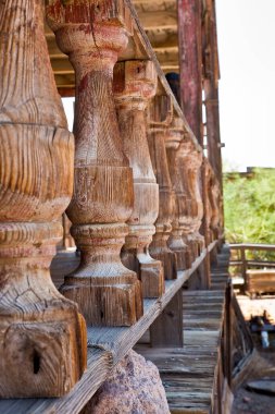 Wooden balustrade in Calico - ghost town and former mining town in San Bernardino County - California, United States clipart