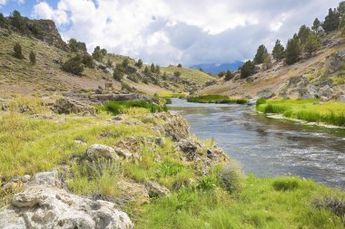 Sierra Nevada desert with hot creek on a volcanic basin - californian Sierra Nevada geothermal landscape - California - USA clipart