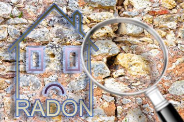 Evlerimizdeki radon gazının tehlikesi, radon yazısıyla çizilmiş küçük bir evin konsept görüntüsüdür.