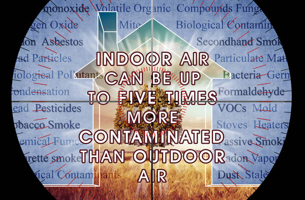 Indoor Air More Contaminated than Outdoor - Focus concept with the most common dangerous domestic pollutants in our homes