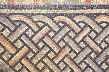 Antik ROMAN MOSAIC FLOOR Geometrik şekilleri ile küçük renkli taş fayanslar - Diocletian 's Palace from Split Europe, Croati