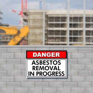 PROGRESS UYARI İŞARETİ İŞARETİ HAKLAMASI - Asbest temizleme operasyonları sırasında bir inşaat sahasına izinsiz girilmesine karşı duvarı kabul edin