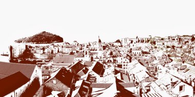 MEDIEVAL DUBROVNIK - SKETCH CONCEPT - Dalmaçya 'nın ünlü kentinin eski şehir merkezi olan Ragusa City - Avrupa, Hırvatistan
