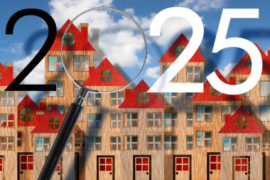 2025 Gayrimenkul Planlama - İnşaat ve inşaat sektöründe iş - Yeni mali yıl ve şehir manzarası ile Bütçe 2025 kavramı