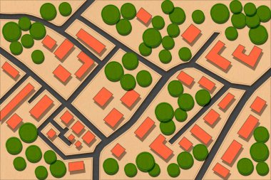 URBAN İkamet Planlama Haritası Karayolları ve altyapı ile YÖNETMEN