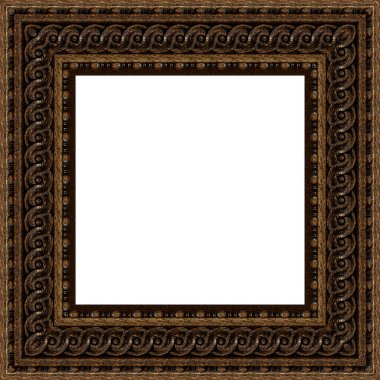 Geometrik ve dairesel süslemeleri şekil ile eski oyma ahşap çerçeve - çerçeve konsept görüntü.