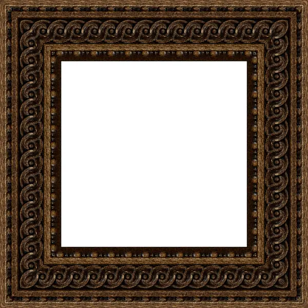Geometrik ve dairesel süslemeleri şekil ile eski oyma ahşap çerçeve - çerçeve konsept görüntü.