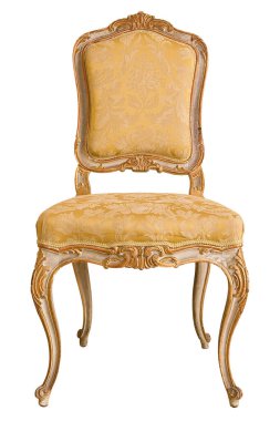 ANCIAN İTALyan Tahta Koltuğu Kolayca seçilebilmek için beyaza izole edilmiş konsept çiçek desenleriyle dolduruldu.