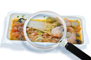 Donmuş kabuklular HACCP (Tehlikeli Analizler ve Kritik Kontrol Noktaları) - gıda endüstrisinde gıda güvenliği ve kalite kontrolü - büyüteç altında kerevit kavramı