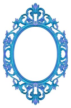 Boş ahşap barok çerçeve - merkez kopya alanı ile kolay seçim için beyaz üzerine izole konsept