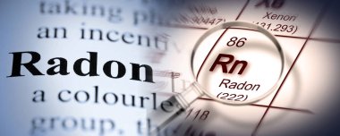 Radon gazı tehlikesi - elementlerin periyodik tablosu, büyüteç ve tehlikeli radon gazı tanımı