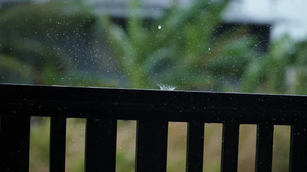 rain splash on the iron fence