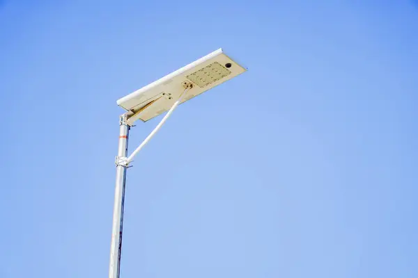 Public street lighting pole with LED lights with clear blue sky