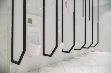 Umumi tuvaletin modern iç mekanı, lüks otelin bir parçası. tuvalet iç konsepti