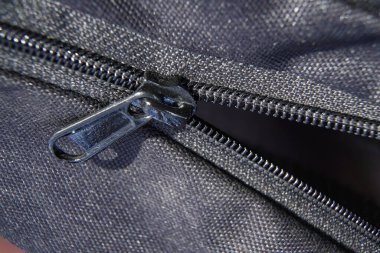 Fermuar siyah çanta sırt çantası Tekstil aksesuarları makro