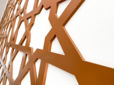 Arabesk Dekorasyonu - Fas Arapça tarzı. İslami desenli beyaz duvar.