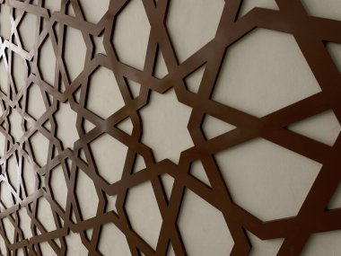 Arabesk Dekorasyonu - Fas Arapça tarzı. İslami desenli beyaz duvar.