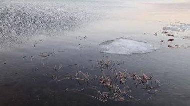 pieces of ice in the Dnipro river