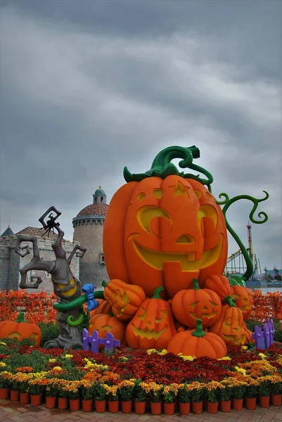 Décorations Fête Halloween Sur Les Murs Château — Photo