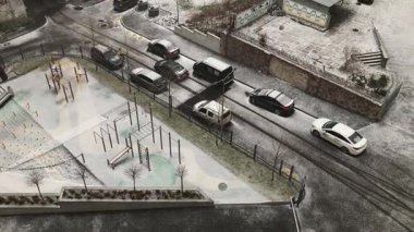 Şubat 2025 'te bulutlu bir günde şehir manzarası eski mimariyle şehrin en üst manzarası 