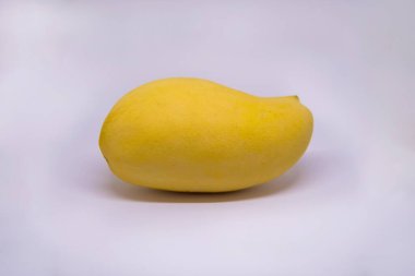 Beyaz arka planda yalıtılmış mango meyvesi. Beyaz arka planda sarı mango meyvesi