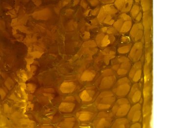 Yeşil kapaklı cam kavanozdaki bal.