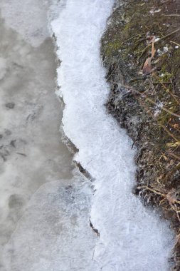 İlkbaharda nehirdeki buz, buzun dokusu...