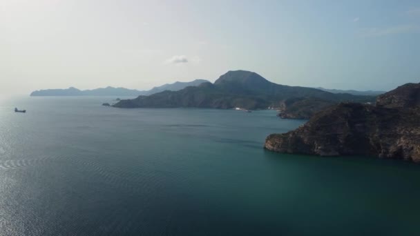 Vista Aérea Costa Cartagena España Observamos Grandes Montañas Junto Mar — Vídeo de stock