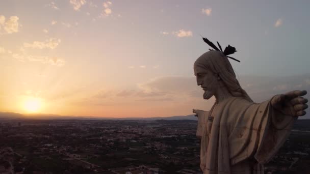 Posąg Jezusa Chrystusa Krótką Metę Cristo Monteagudo Murcia Hiszpania Wideo — Wideo stockowe