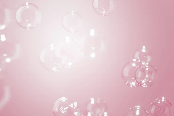 Αφηρημένη Όμορφη Θολή Defocus Σαπουνόφουσκες Επιπλέουν Ένα Ροζ Soap Sud — Φωτογραφία Αρχείου