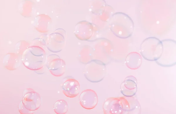 Abstract Beautiful Pink Soap Bubbles Fundo Desfocado Celebração Romântico Amor — Fotografia de Stock