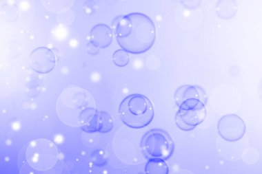 Soyut Güzel Şeffaf Mor Sabun Köpükleri Arkaplanı. Bulanık Beyaz Bokeh, Defocus. Baloncuklar. Taze sabun köpükleri. Kar yağışı Defocus, Bulanık Yeni Yıl Kutlaması Şenliği