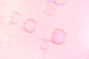 Beautiful Pink Soap Bubbles Abstract Background. Soap Sud Bubbles Water. Pink Romantic Love Valentines Background