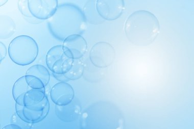 Güzel Şeffaf Mavi Sabun Köpükleri Soyut Arkaplan. Sabun köpüklü su..