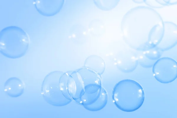 Όμορφο Διαφανές Μπλε Σαπούνι Φυσαλίδες Αφηρημένο Φόντο Soap Sud Φυσαλίδες — Φωτογραφία Αρχείου