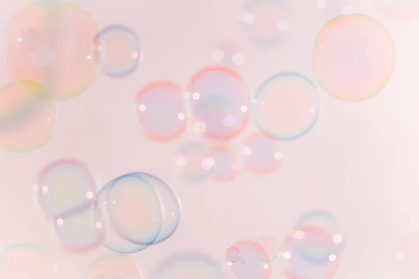 Gyönyörű Rózsaszín Anad Kék Szappan Buborékok Elvont Háttér Defocus Blurred — Stock Fotó