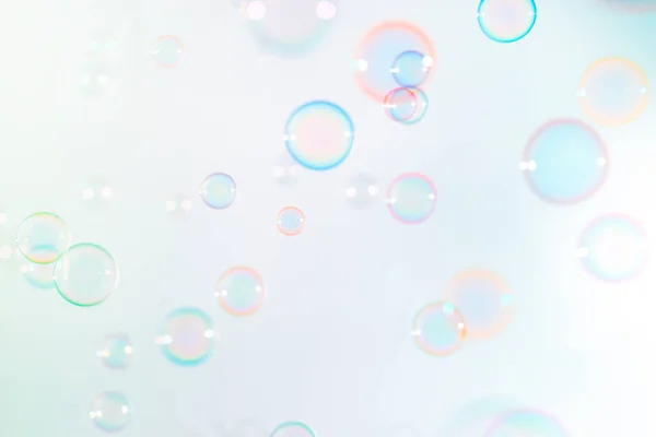 Schöne Transparente Bunte Seifenblasen Abstrakten Hintergrund Seife Sud Blasen Wasser — Stockfoto