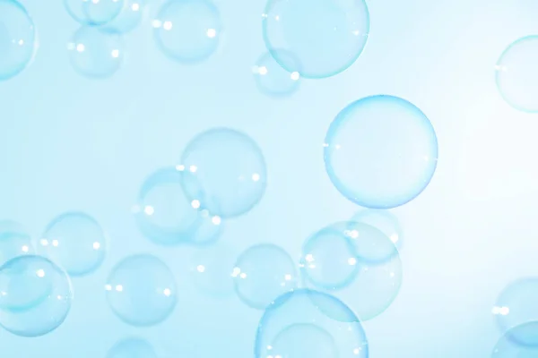 美しい透明Aブルーソープ泡 概要背景 お祝いの祭りの背景 鮮度のよい石鹸が泡立つ水 — ストック写真