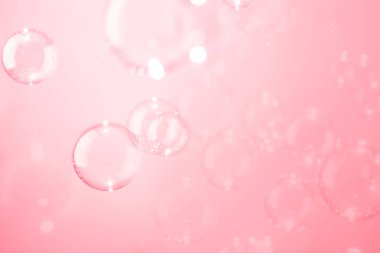 Güzel şeffaf pembe pembe sabun köpükleri havada süzülüyor. Soyut Arkaplan, Pembe desenli, Kutlama Kutlaması Romantizm Arkaplanı, Sabun köpüklerinin tazelenmesi, Köpüklü Su.
