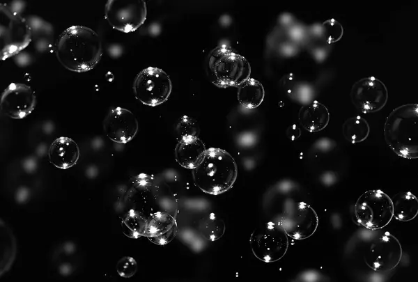 Beautiful Transparent Soap Bubbles Floating in The Air. Refreshing of Soap Sud Bubbles Water. Abstract Background.