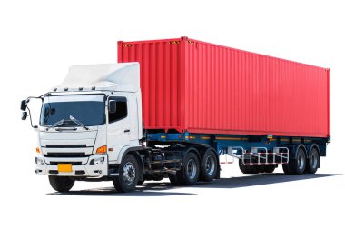 Yarı karavan kamyonu White 'da izole edildi. Traktör kamyonu. Ekonomik İş Taşımacılığı Yolda. Kargo İthalat-İhracat. Lorry Diesel 'i taşıyorum. Nakliye Aracı Lojistik Taşımacılığı
