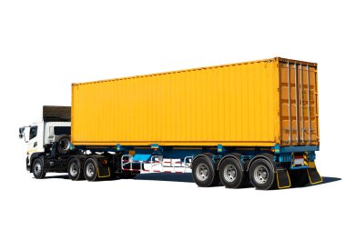Yarı karavan kamyonu White 'da izole edildi. Traktör kamyonu. Ekonomik İş Taşımacılığı Yolda. Kargo İthalat-İhracat. Lorry Diesel 'i taşıyorum. Nakliye Aracı Lojistik Taşımacılığı