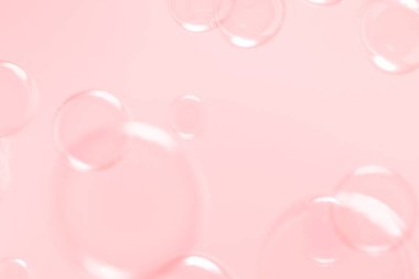 Havada yüzen güzel pembe sabun köpükleri. Kutlama Şenliği Arkaplanı. Tazelik sabunu köpüklü su. Pembe ve Beyaz Dereceli.