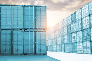 Limandaki kargo konteynerleri. Konteyner Avlusu. Lojistik Ulaşım Endüstrisi 'nin idaresi. Kargo konteynır gemileri, Global Business Shipping İthalat-İhracat Depo Limanı. Lojistik Taşıma.