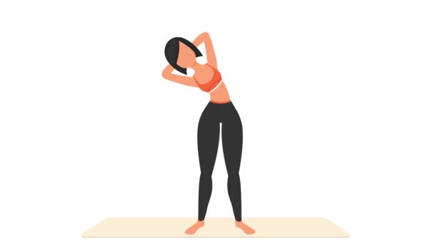 Suporte Lateral Dobra Tutorial Exercício Exercício Feminino Tapete Mulher Fitness — Vídeo de Stock