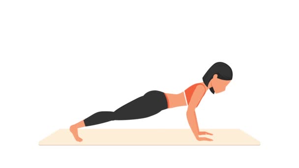 Εκπαιδευτικό Plank Άσκηση Γυναικεία Γυμναστική Στο Χαλάκι Γυμναστική Γυναίκα Άσκηση — Αρχείο Βίντεο