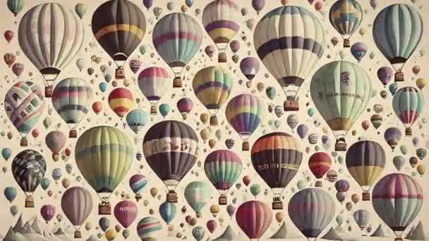Vintage Luchtballonnen Achtergrond Met Veel Kleurrijke Luchtballonnen Retro Stijl Heldere — Stockvideo